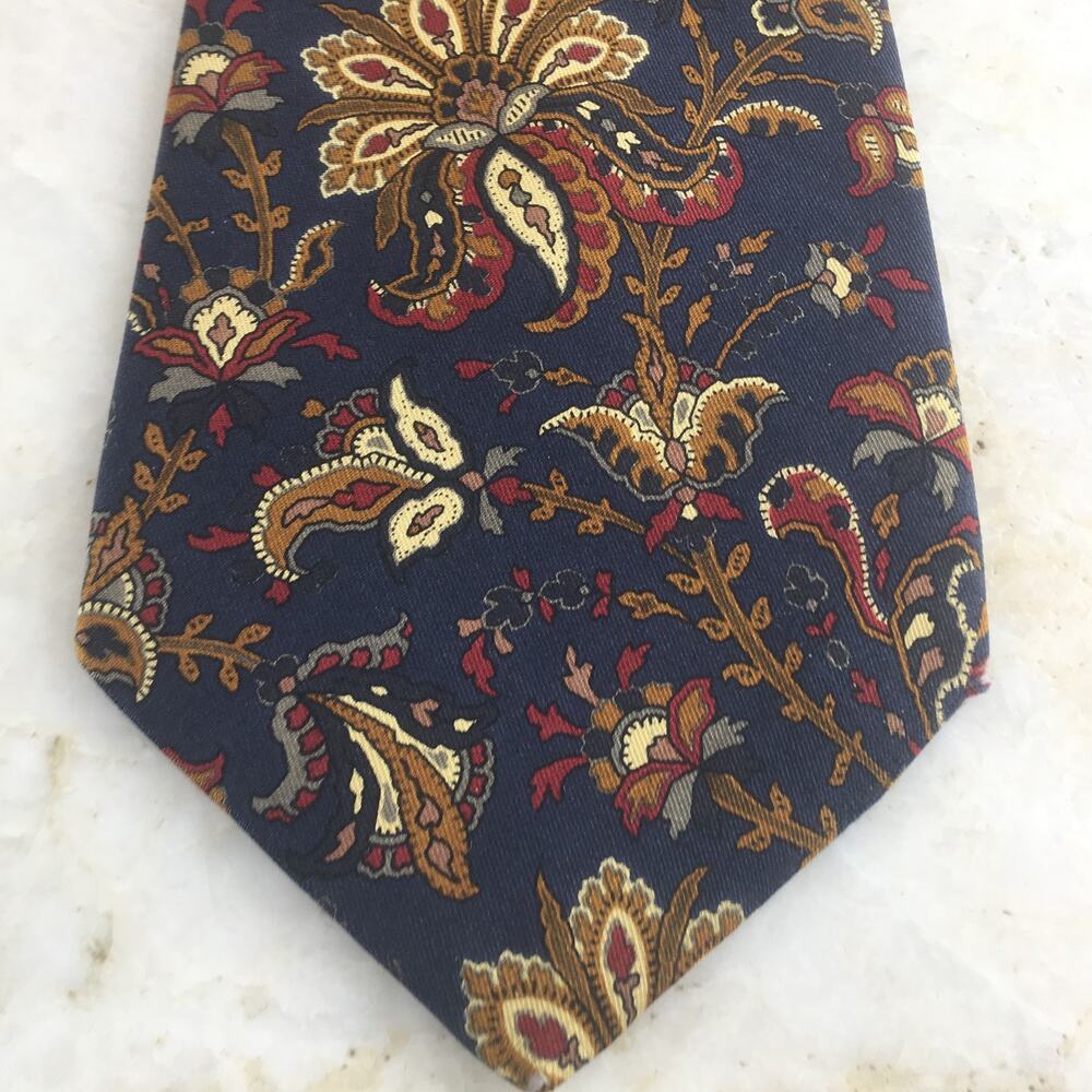 GIORDANO NAVY TAN GOLD ALL SILK NECKTIE